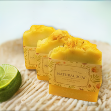 Load image into Gallery viewer, Handmade Cucumber &amp; Calendula Vegan Soap (3 Soaps)
