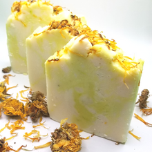 Load image into Gallery viewer, Handmade Cucumber &amp; Calendula Vegan Soap (3 Soaps)
